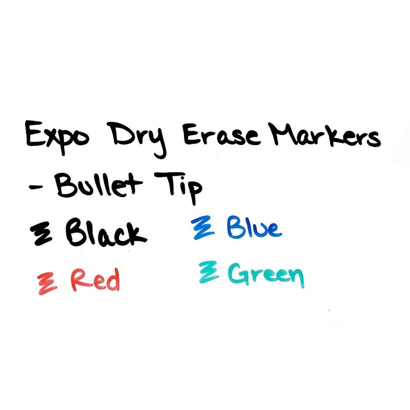 EXPO 82074 Low-Odor Dry Erase Markers, Bullet Tip, 4 Assorted Colors (Black, Blue, Green and Red), 4 Blisters of 4 Markers Each, Total 16 Assorted Color Markers - Image 3